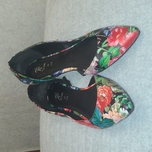 Floral print shoes.